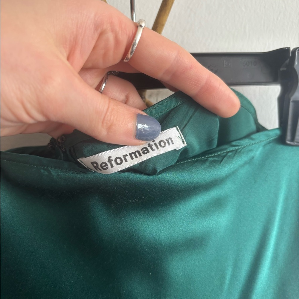 Reformation Green Silk Skirt - Picture 4 of 5